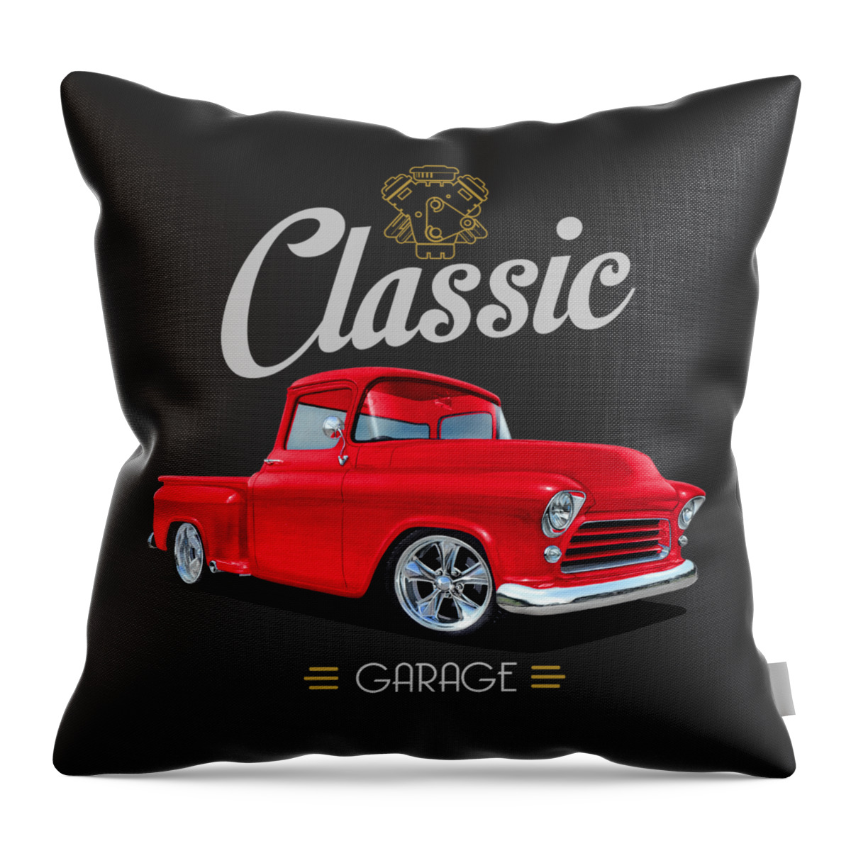 Classic Throw Pillow featuring the mixed media Red 56 Truck by Paul Kuras