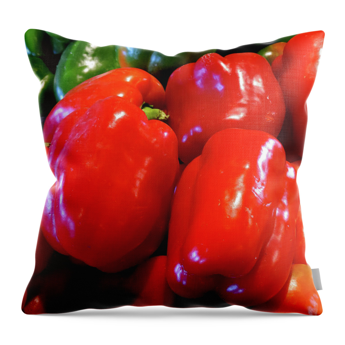 Peppers Throw Pillow featuring the photograph Red and Green Bell Peppers by Linda Stern