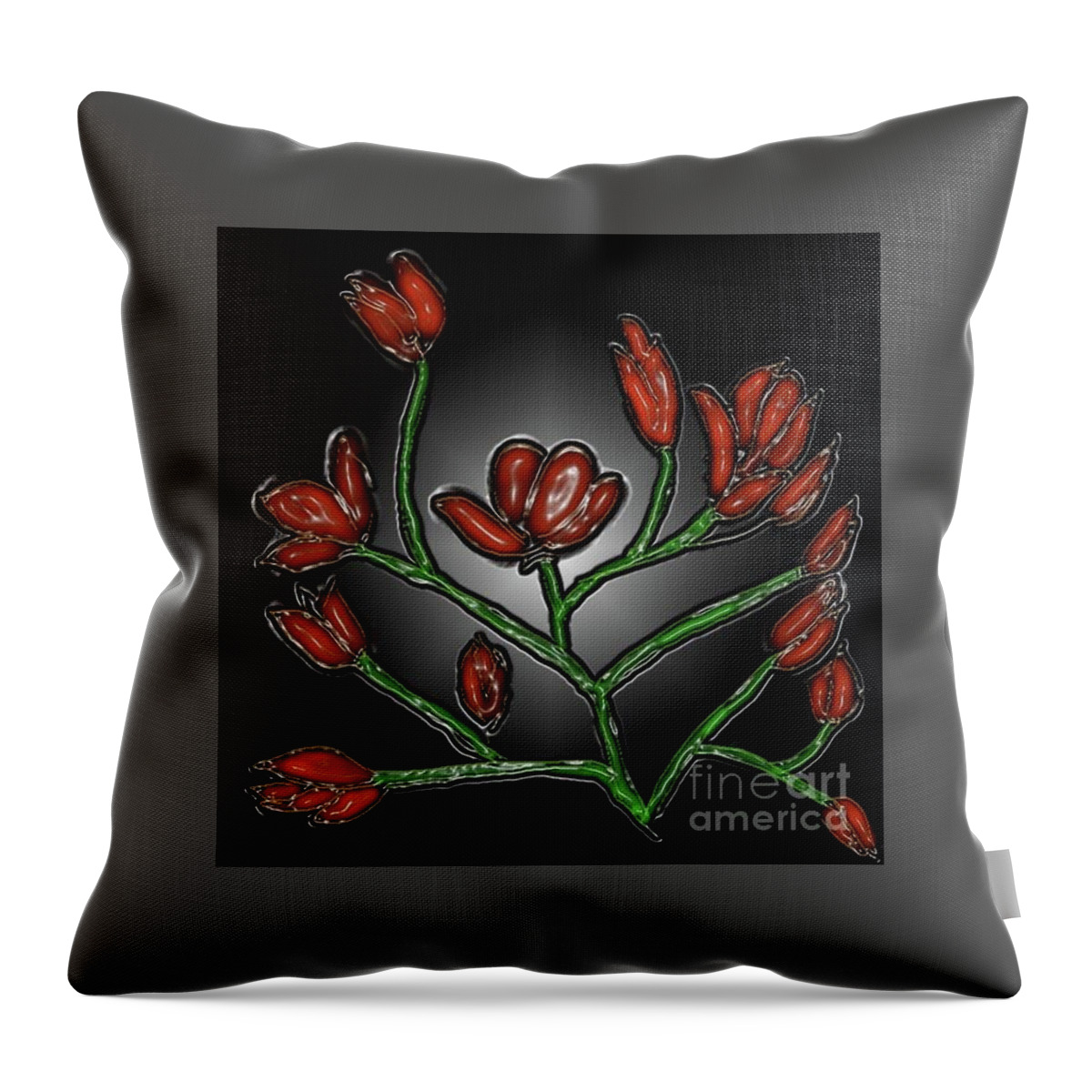 Red Flower Throw Pillow featuring the digital art Red Blossom by Latha Gokuldas Panicker