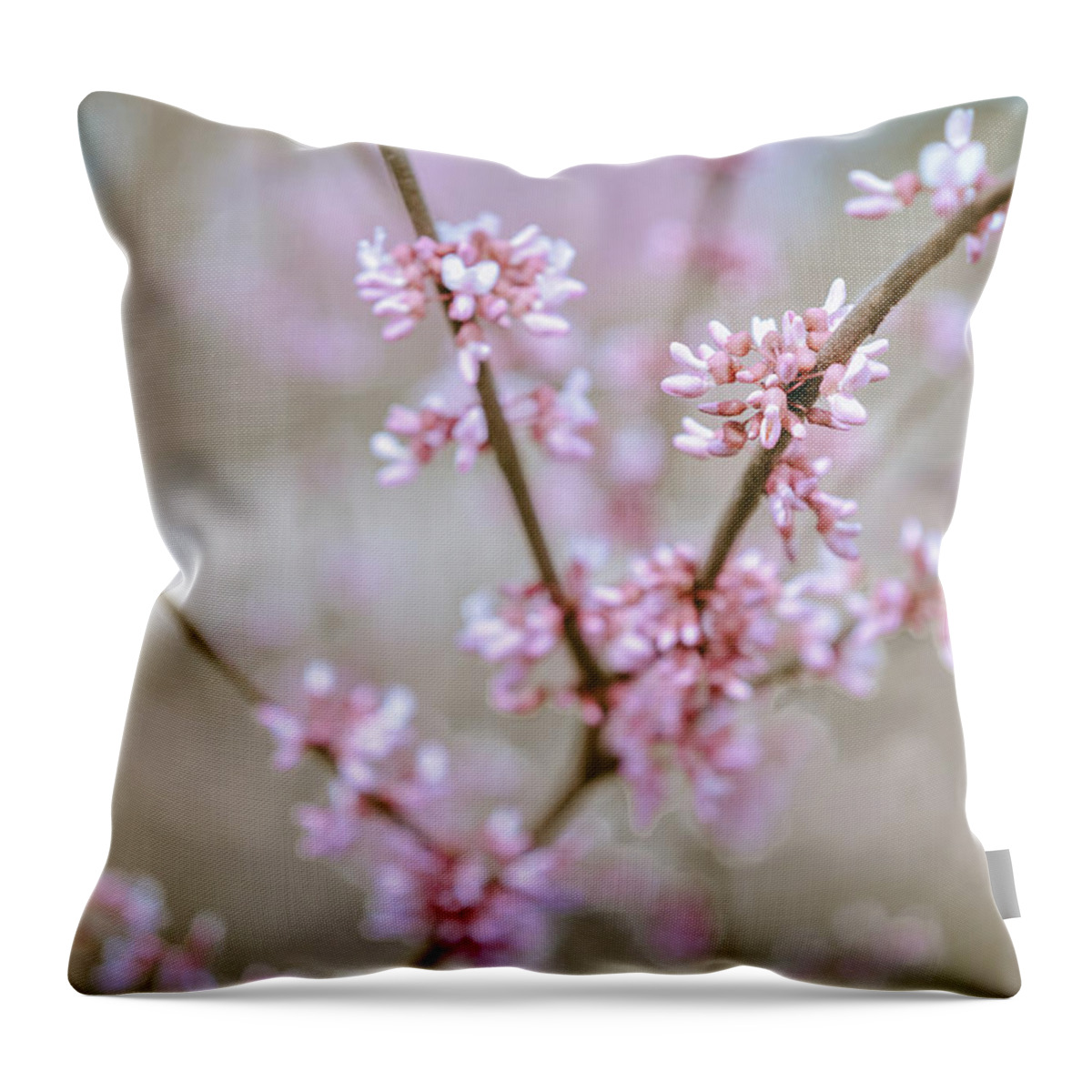 Redbud Blooms Throw Pillow featuring the photograph Red Buds by Michelle Wermuth