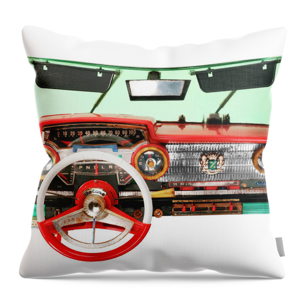 Auto Throw Pillow featuring the drawing Red Car Dashboard by CSA Images