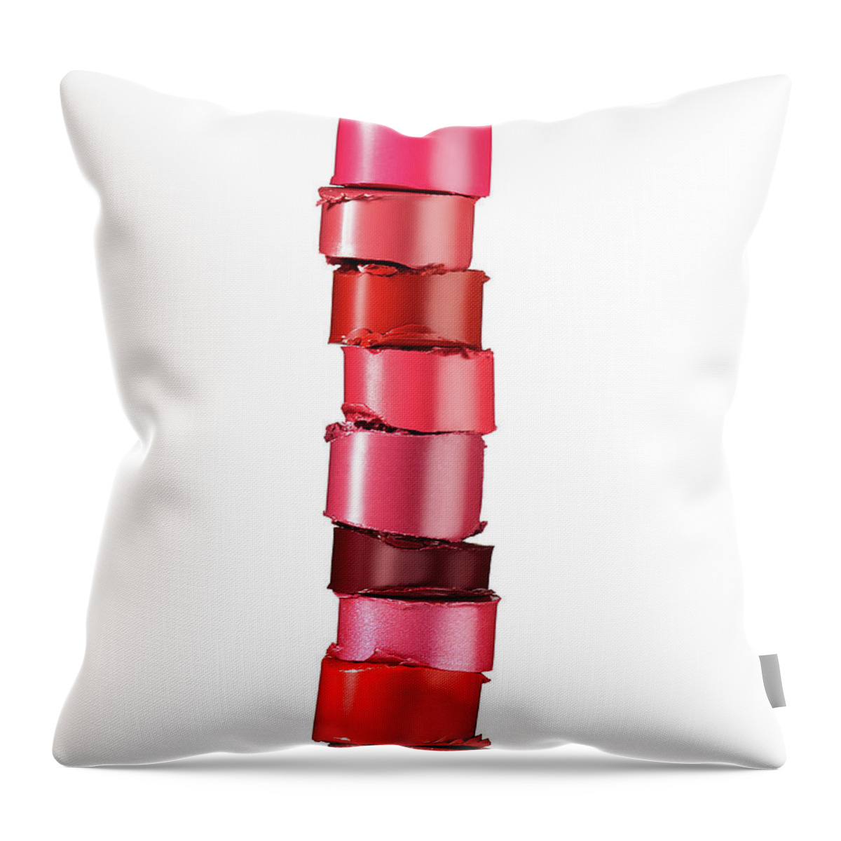 White Background Throw Pillow featuring the photograph Red Lip Stick Collage by David Lewis Taylor