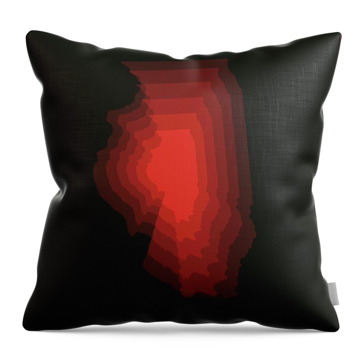 Illinois Throw Pillow featuring the digital art Red Map of Illinois by Naxart Studio