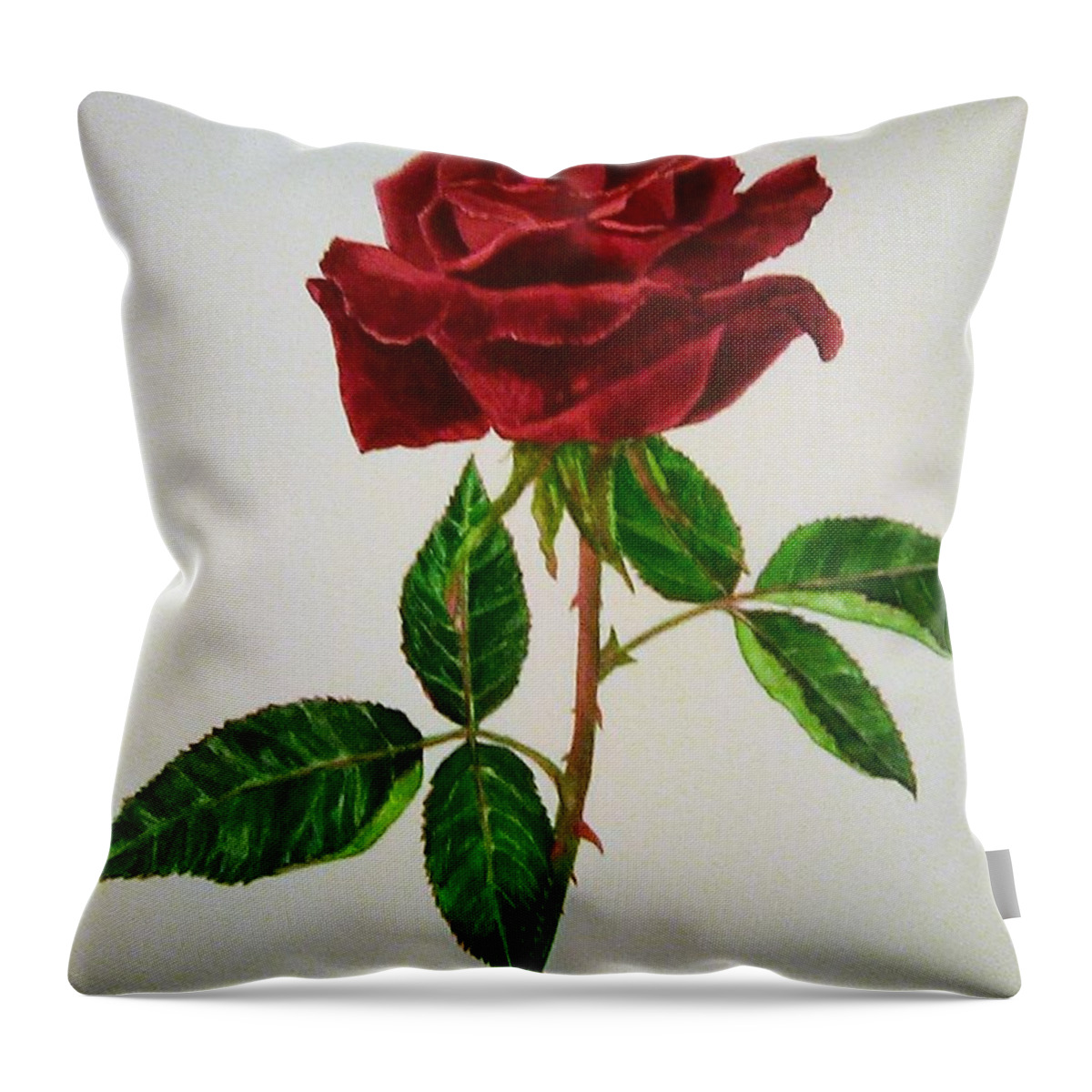 Red Throw Pillow featuring the painting Red Rose by Melissa Joyfully