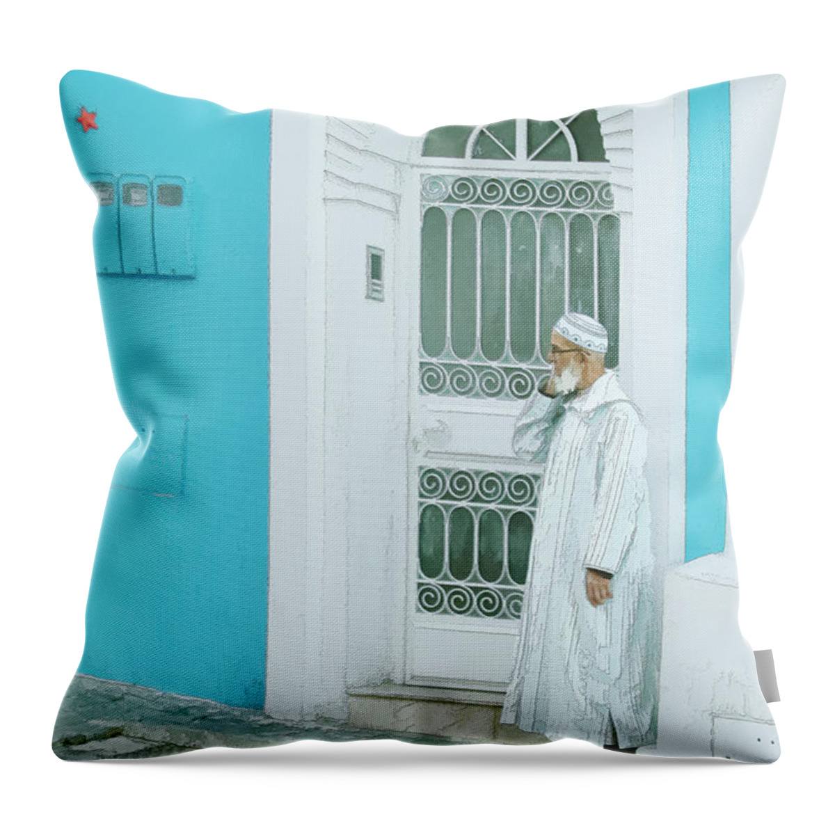 Djellaba Throw Pillow featuring the photograph Red Stars by Jessica Levant