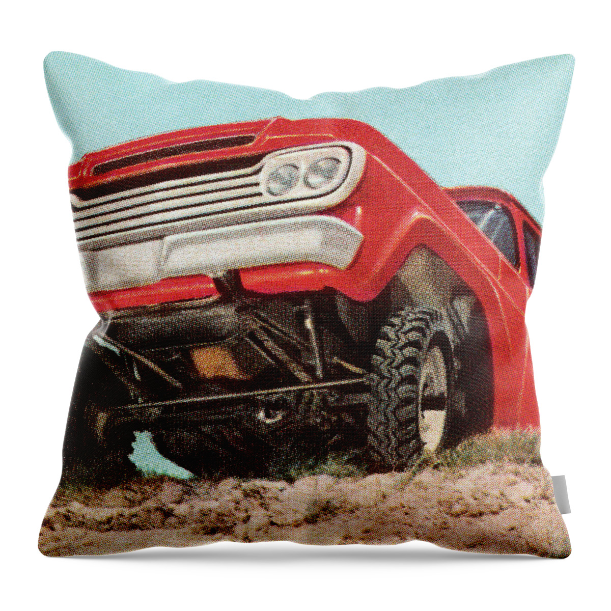 Adventure Throw Pillow featuring the drawing Red Truck Off Roading by CSA Images