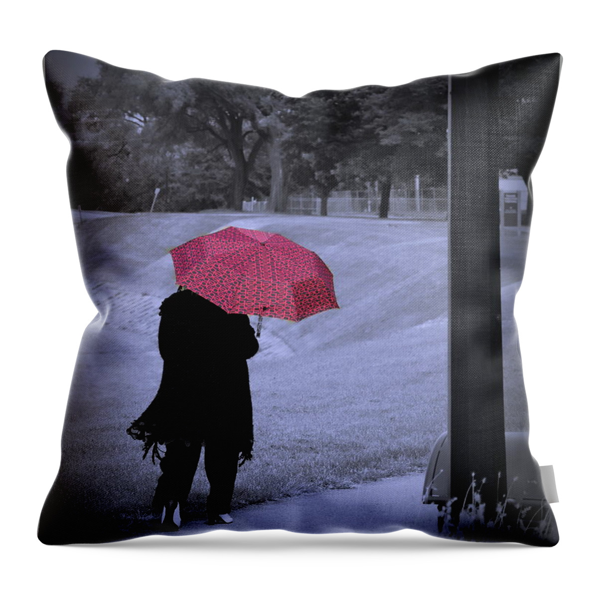  Throw Pillow featuring the photograph Red Umbrella by Jack Wilson