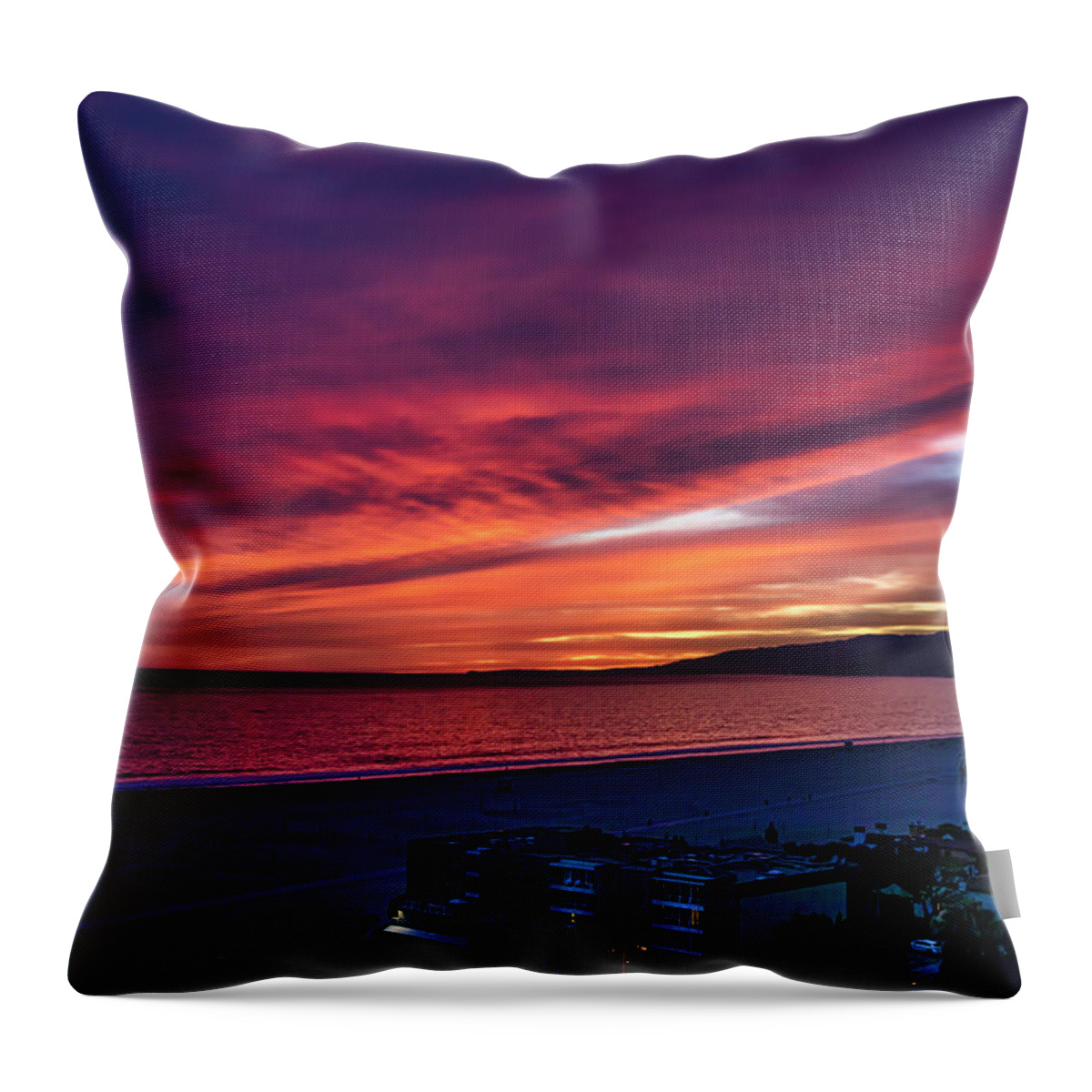Malibu Throw Pillow featuring the photograph Red Velvet Over Malibu by Gene Parks