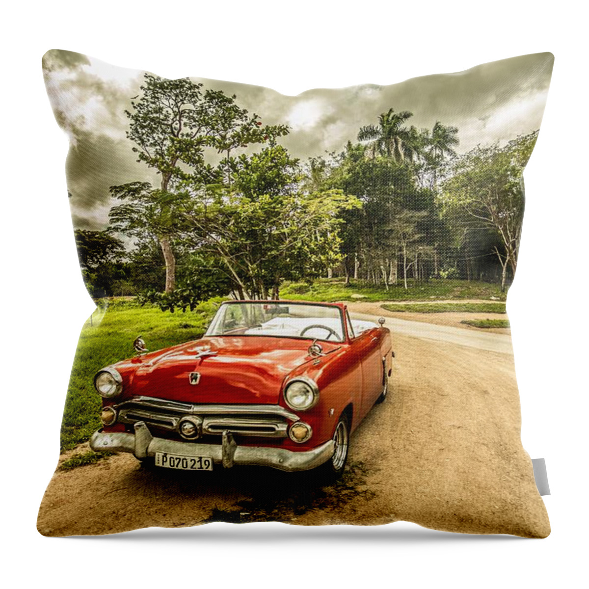 Photo Throw Pillow featuring the photograph Red vintage car by Top Wallpapers
