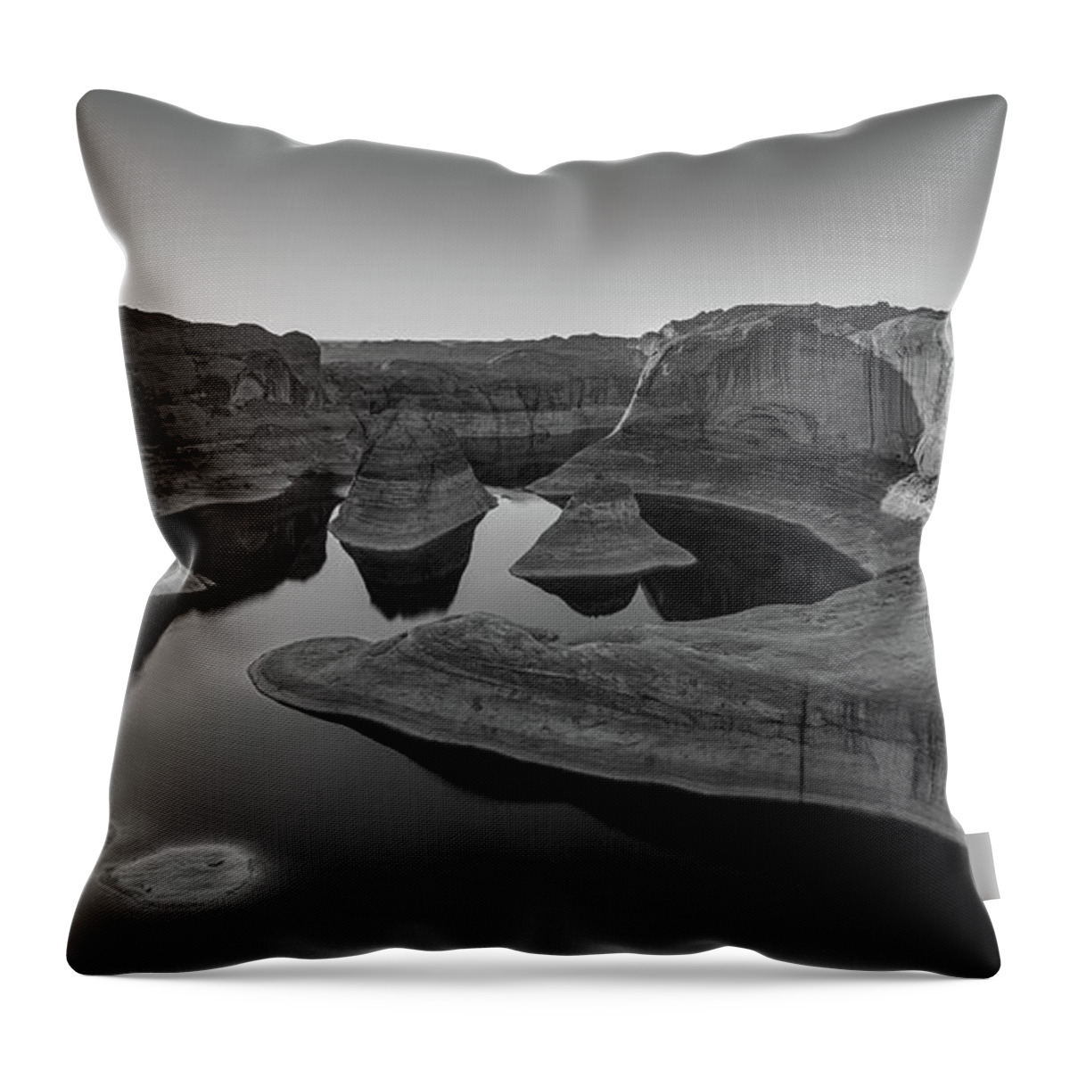 American Throw Pillow featuring the photograph Reflection Canyon in BW, Lake Powell, Utah by Henk Meijer Photography