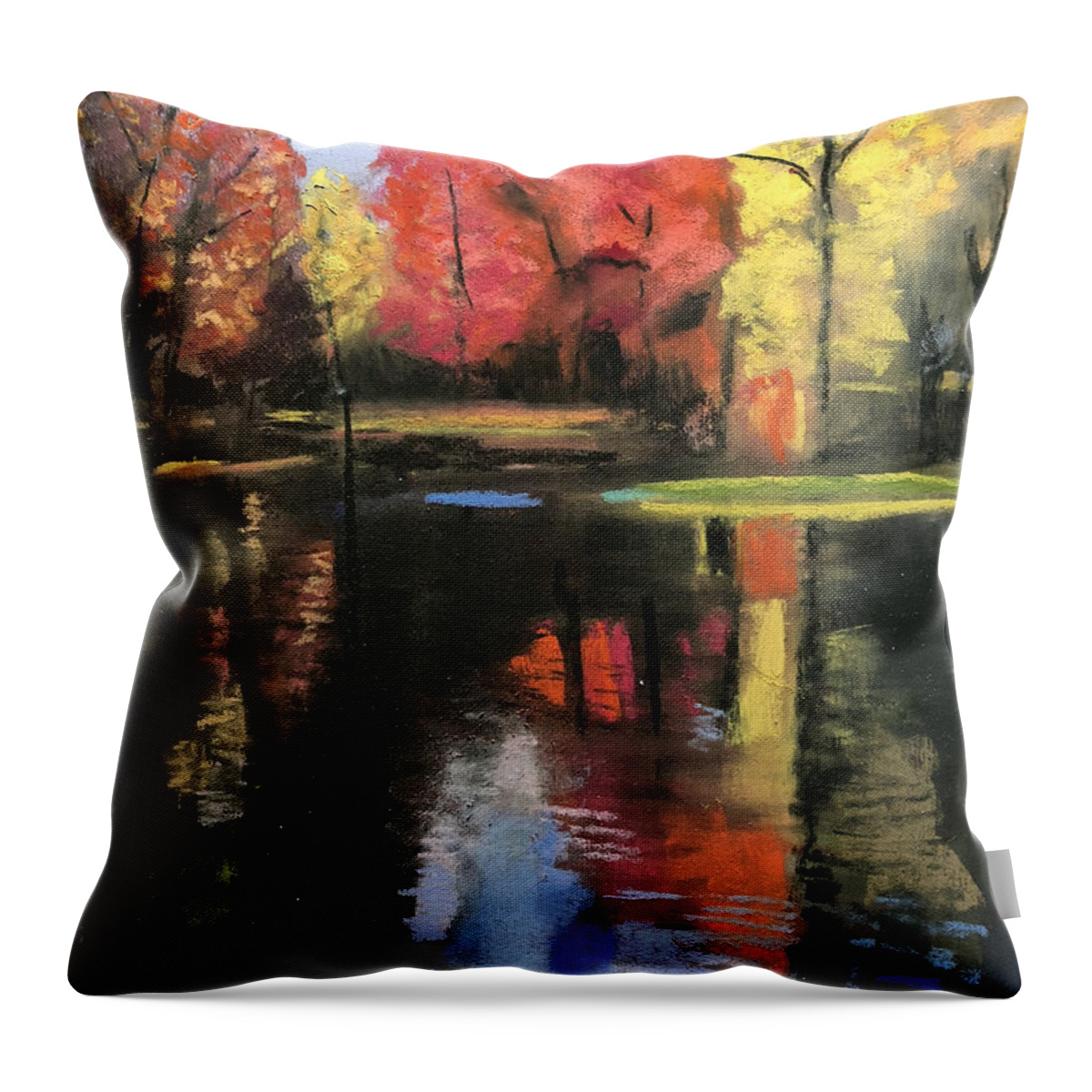 Meramec Springs Throw Pillow featuring the painting Reflections at Meramec Springs by Ruben Carrillo