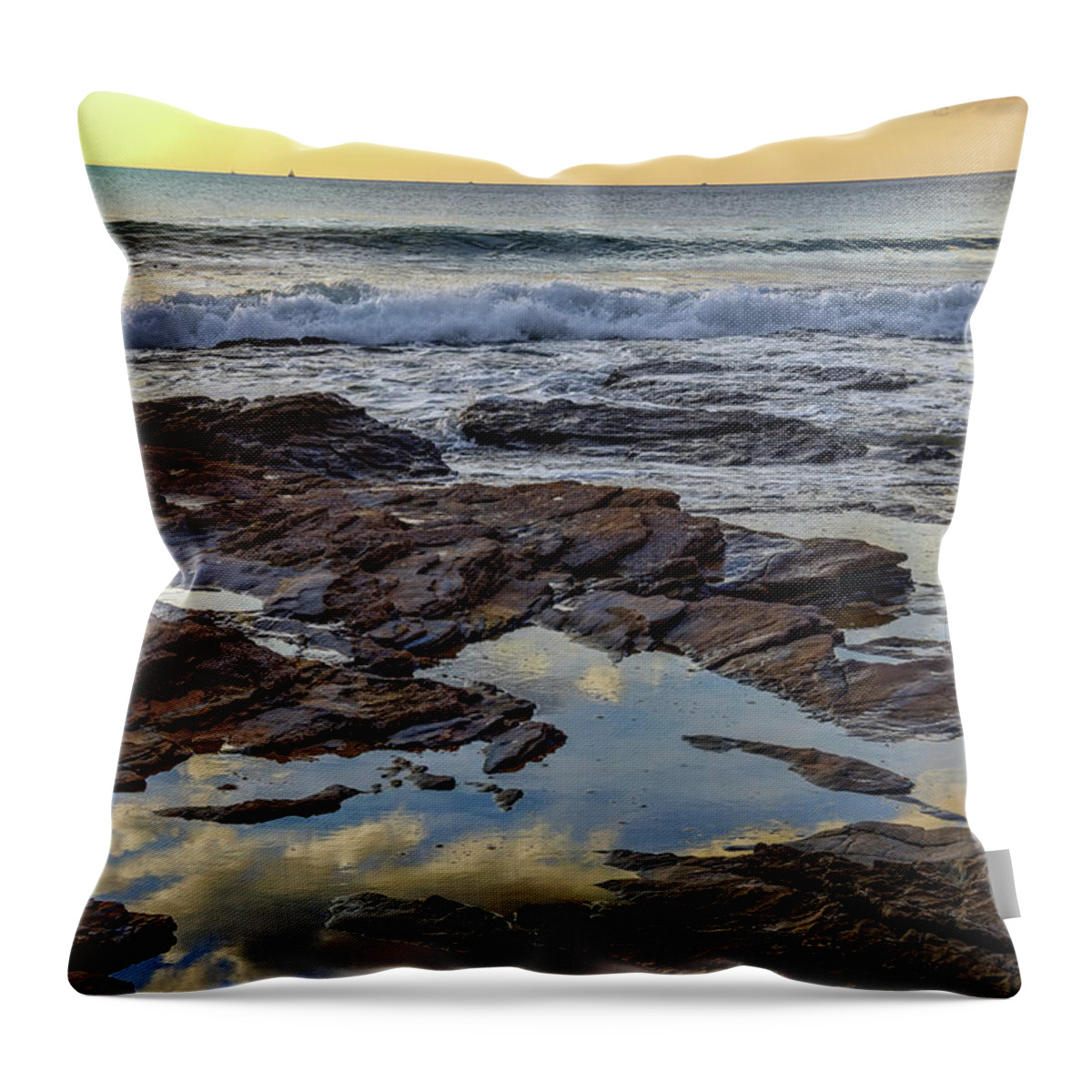 Reflections Throw Pillow featuring the photograph Reflections on the Rocks by Eddie Yerkish