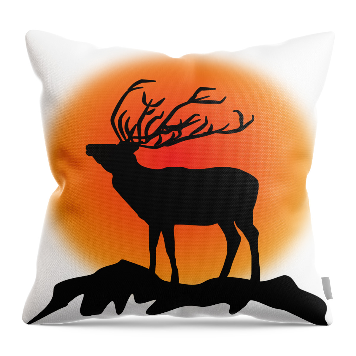 Reindeer In The Sunset Throw Pillow featuring the digital art Reindeer in the sunset by Patricia Piotrak