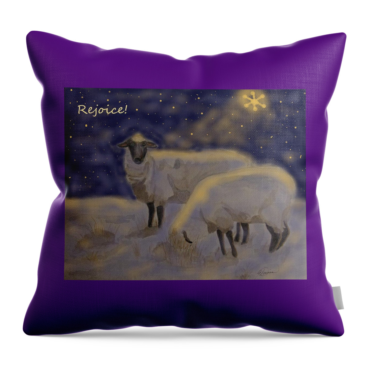 Sheep Throw Pillow featuring the painting Rejoice by Angela Davies