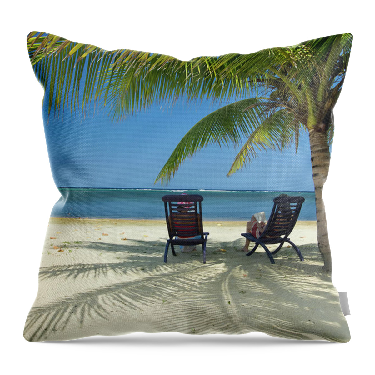 Water's Edge Throw Pillow featuring the photograph Relaxing On Remote Beach by Dstephens
