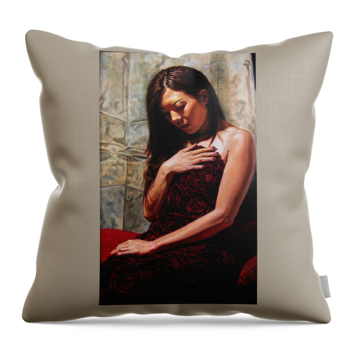 Oil Painting Throw Pillow featuring the painting Remembrance by Patrick Whelan