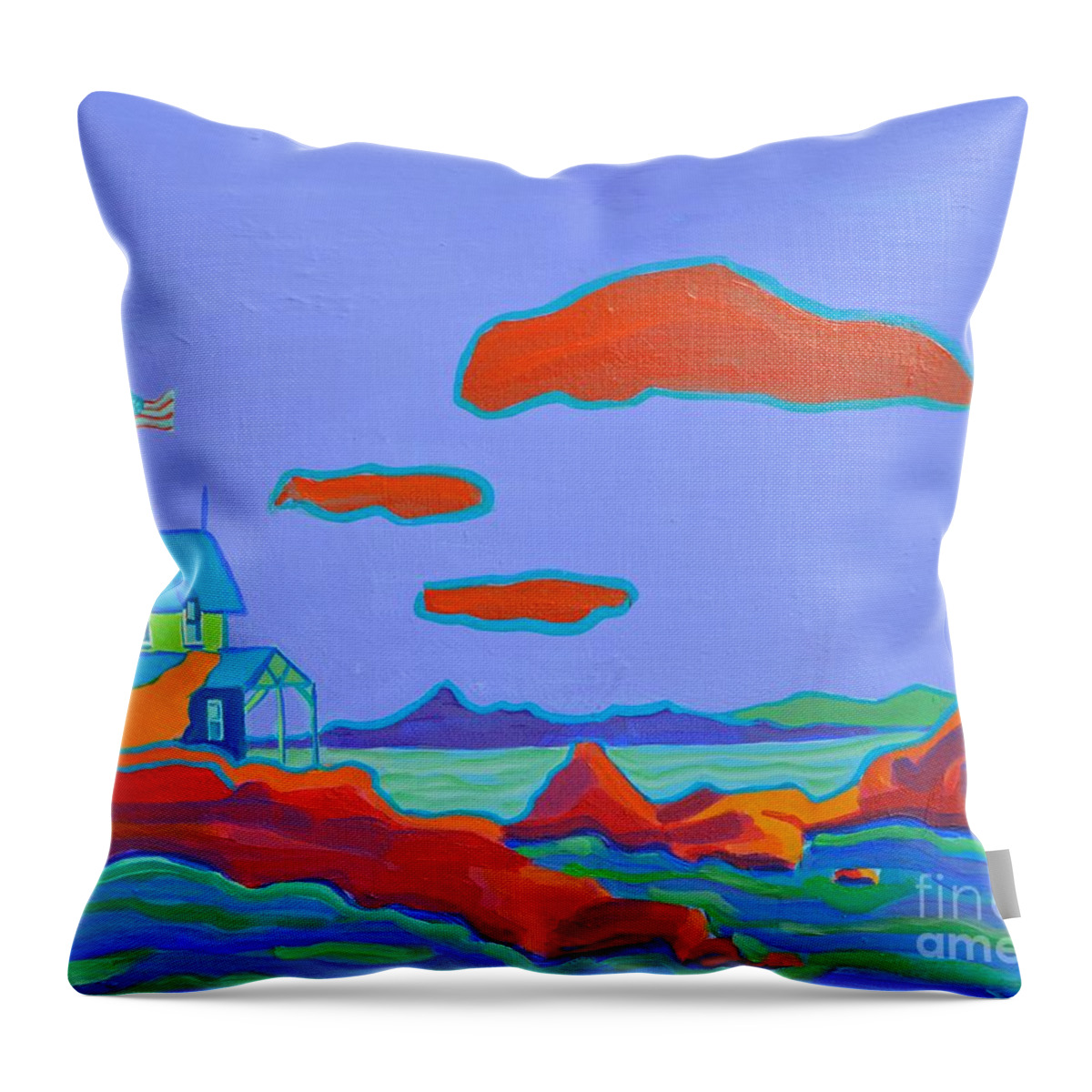 Gloucester Throw Pillow featuring the painting Research Jetty Gloucester by Debra Bretton Robinson