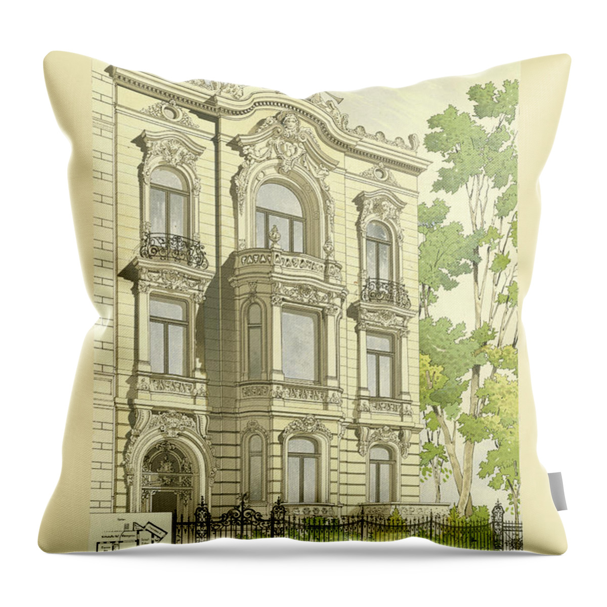 German Throw Pillow featuring the painting Residence in Berlin - Germany by Enders & Hahn