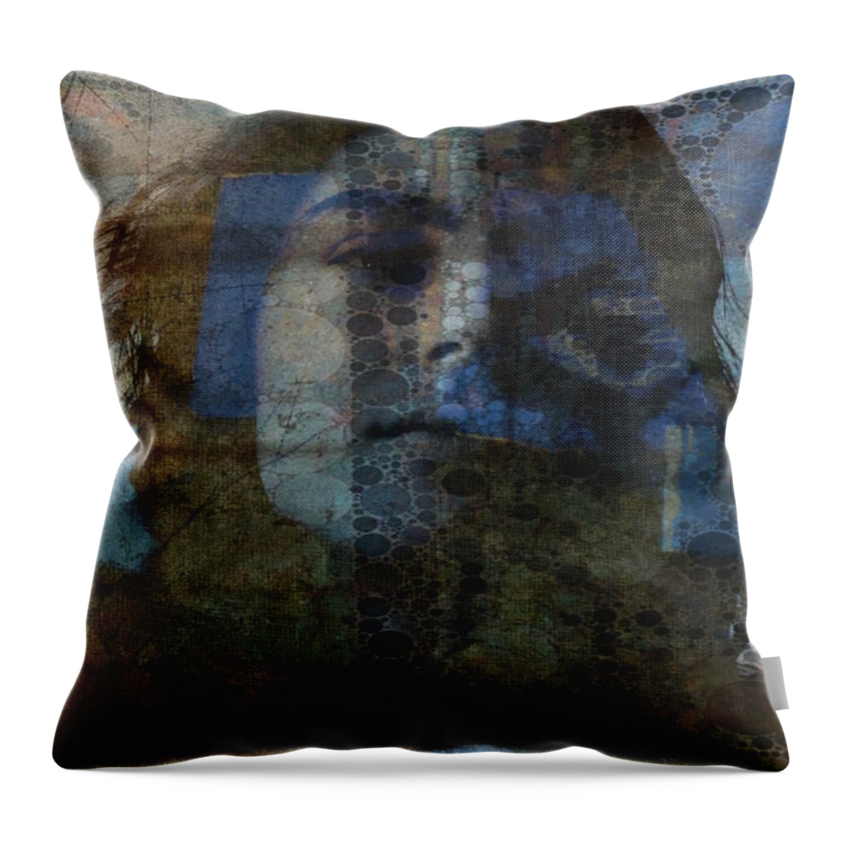 Female Throw Pillow featuring the digital art Retro _ Behind Blue Eyes by Paul Lovering