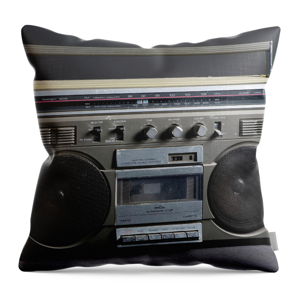 1980-1989 Throw Pillow featuring the photograph Retro Analog Boom Box by Timothy Hughes