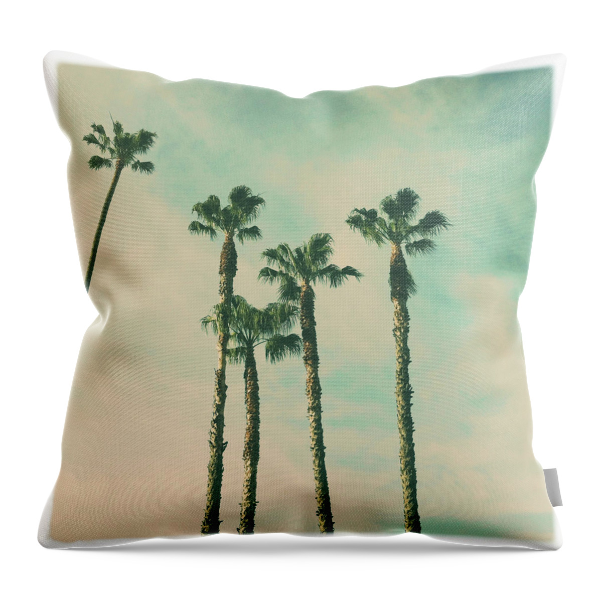 Transfer Print Throw Pillow featuring the photograph Retro Palms by Denise Taylor