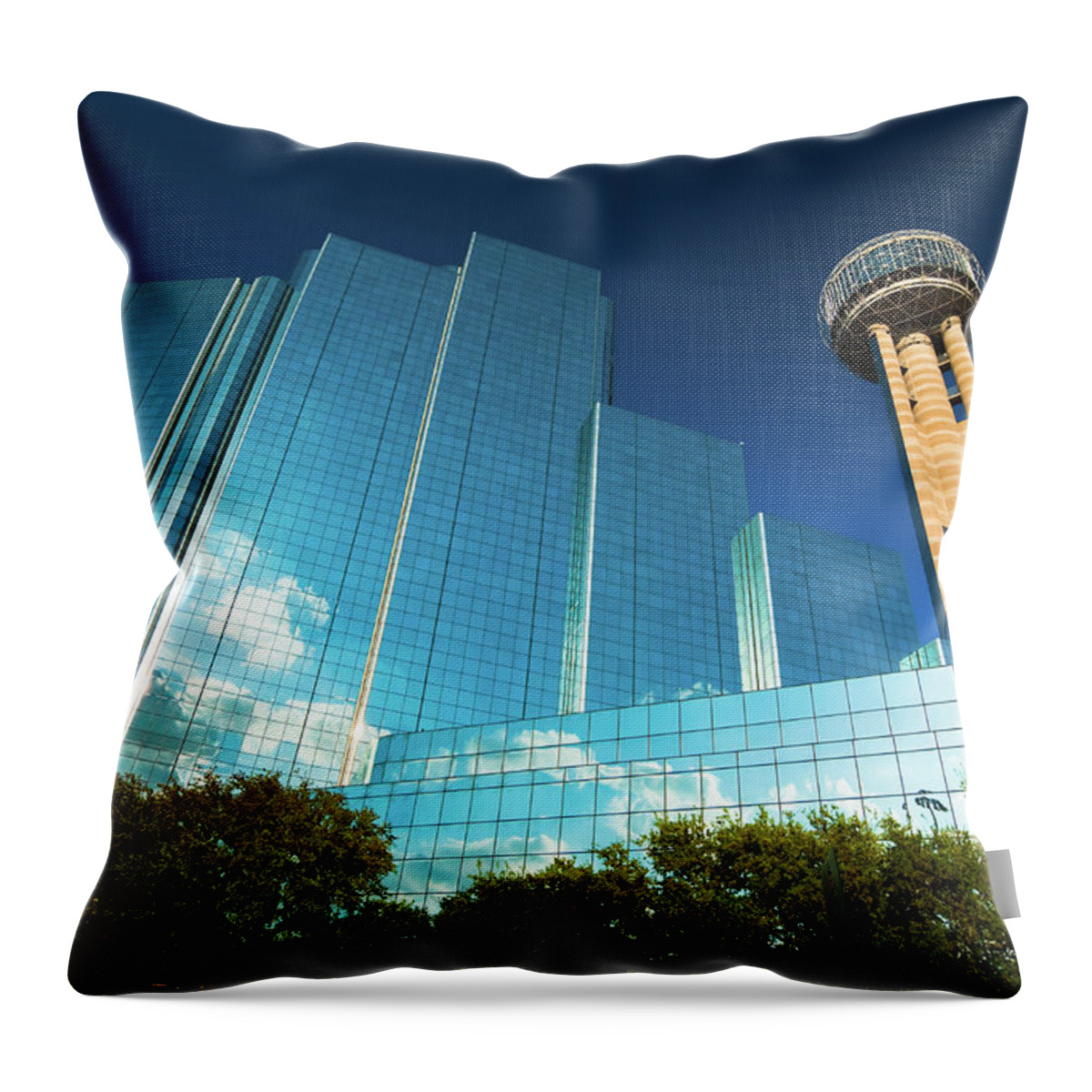 Hotel Throw Pillow featuring the photograph Reunion Tower And Hotel by Davel5957