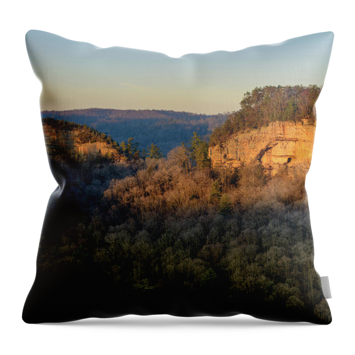 Chimney Top Rock Throw Pillow featuring the photograph Revenuer's Rock by Michael Scott