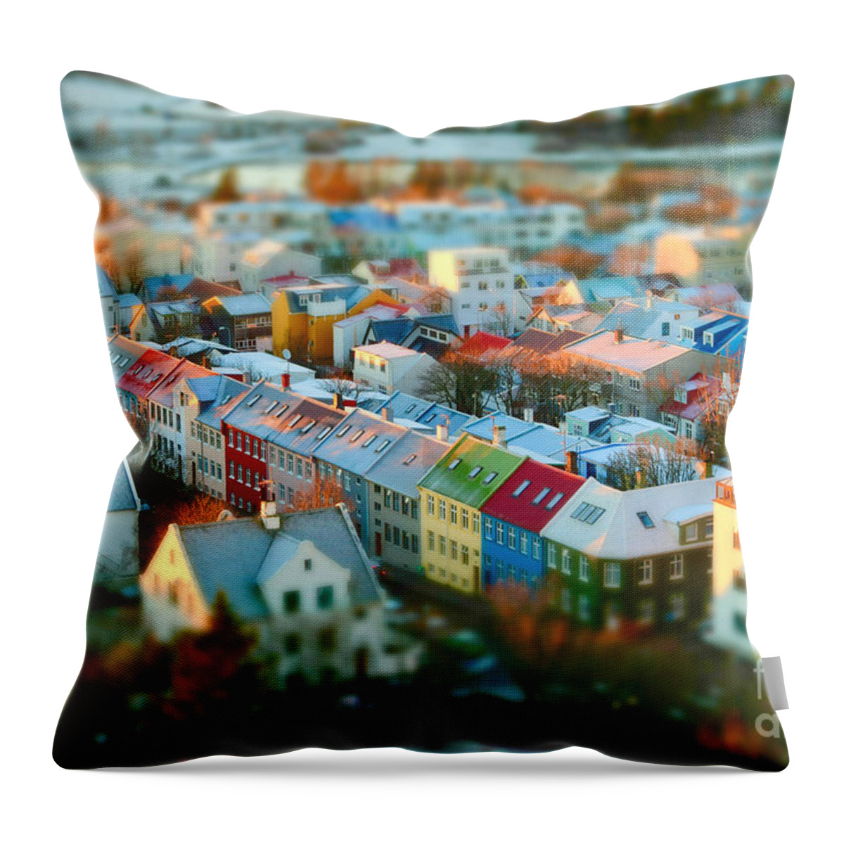 Reykjavik Throw Pillow featuring the photograph Reykjavik City Mood by Debra Banks