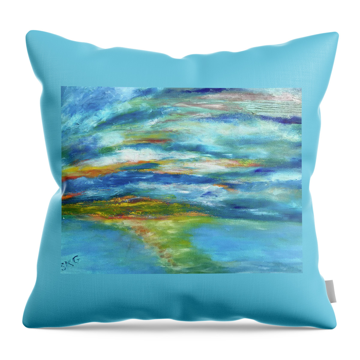 Sunset Throw Pillow featuring the painting Rhapsody in Blue Sunset by Susan Grunin