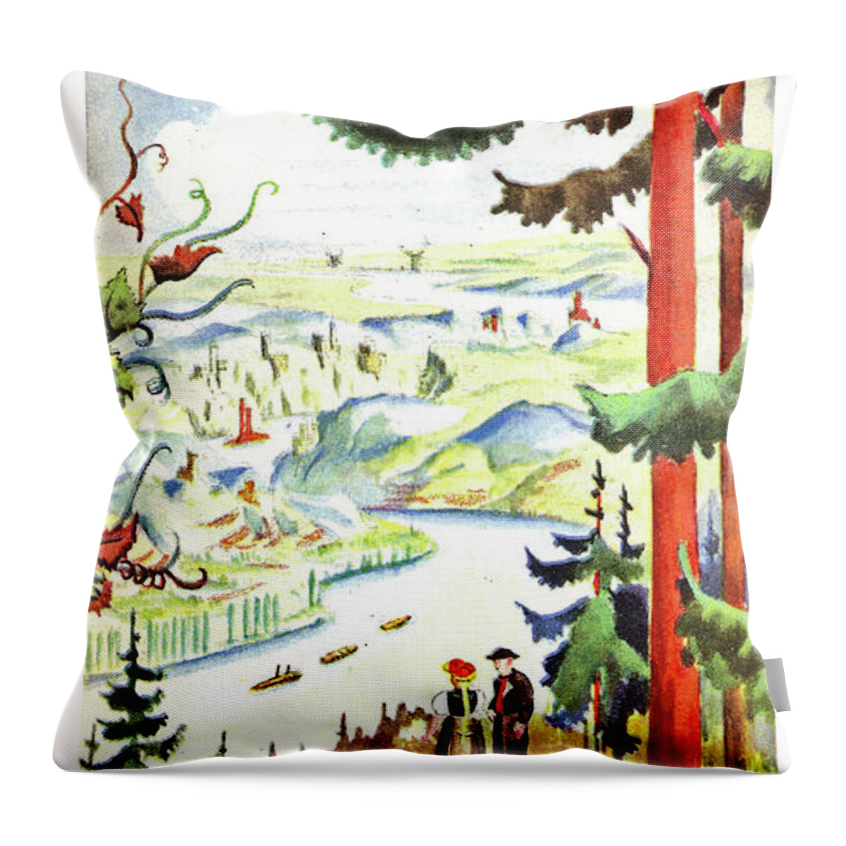German Throw Pillow featuring the digital art Rhine river and Black Forest by Long Shot