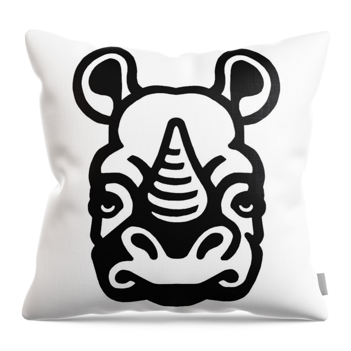 Animal Throw Pillow featuring the drawing Rhinoceros Face by CSA Images
