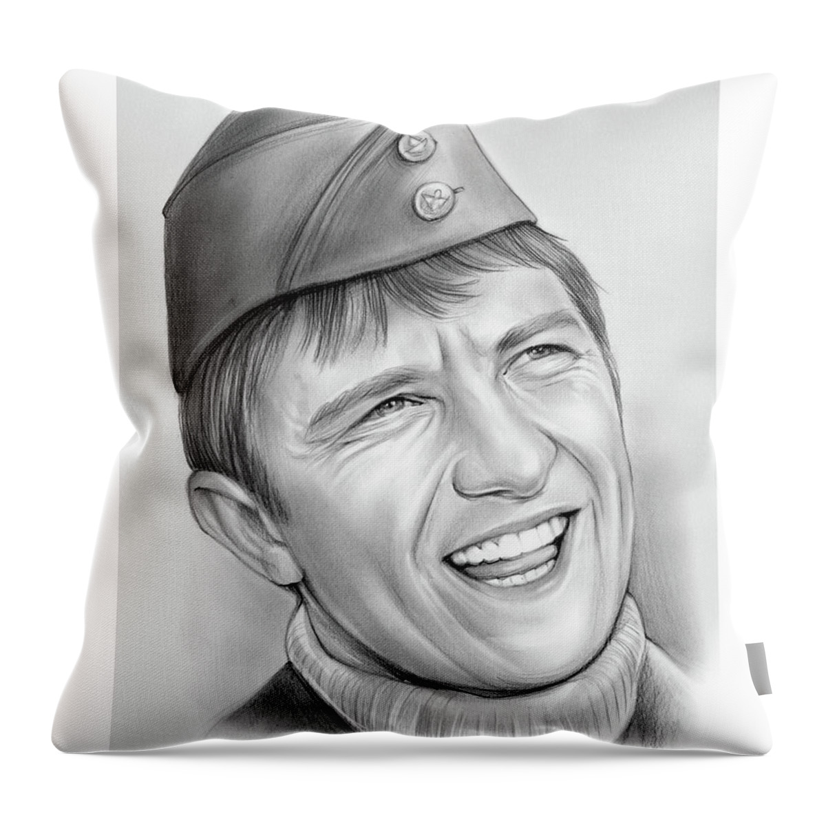 Pencil Throw Pillow featuring the drawing Richard Dawson by Greg Joens