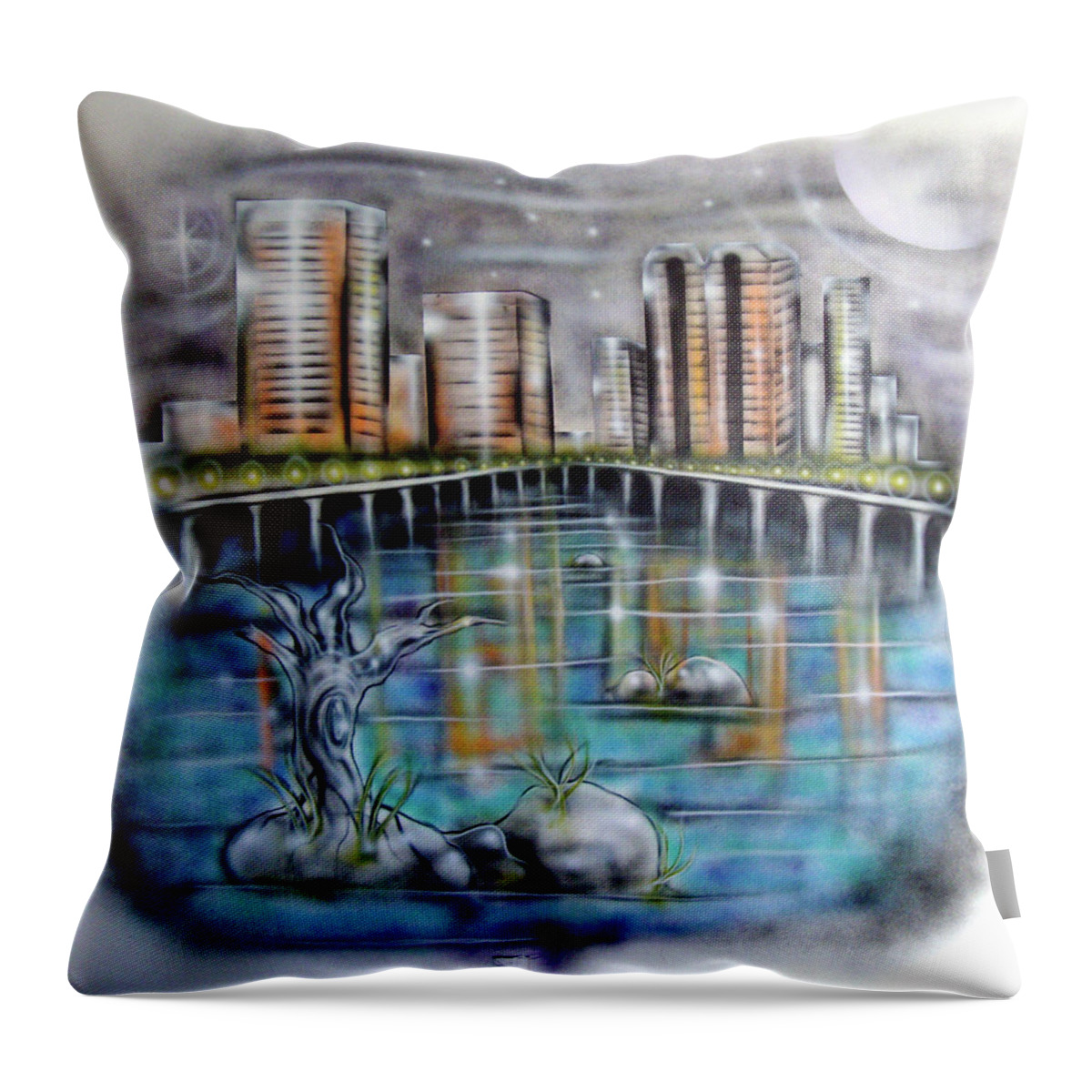 Richmond Throw Pillow featuring the painting Richmond Va by Leigh Odom