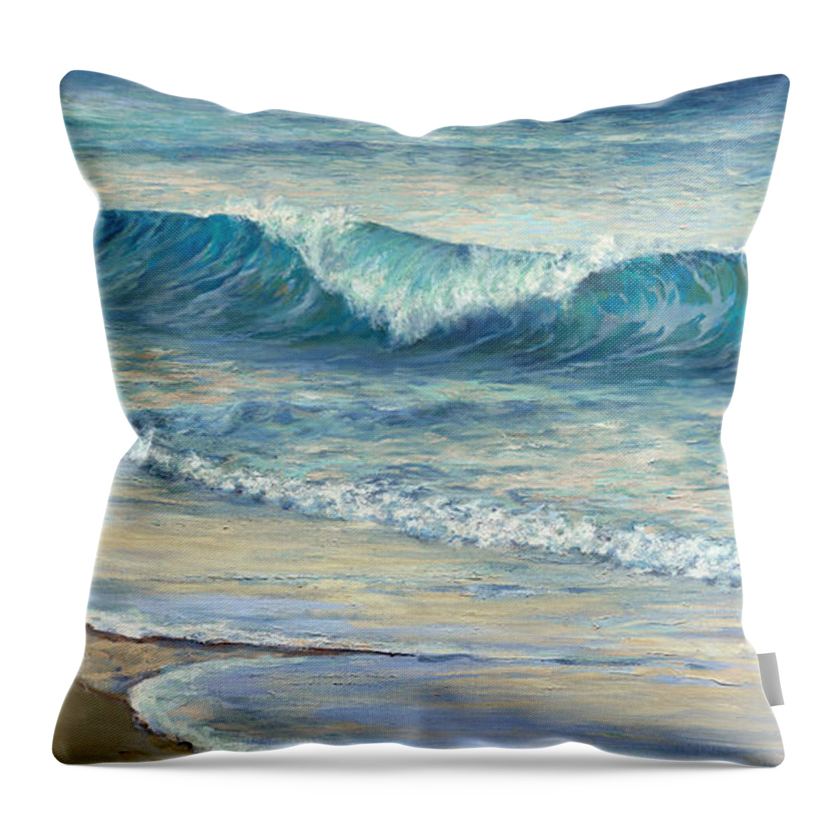 Oceans Throw Pillow featuring the painting Ride the Wave by Laurie Snow Hein