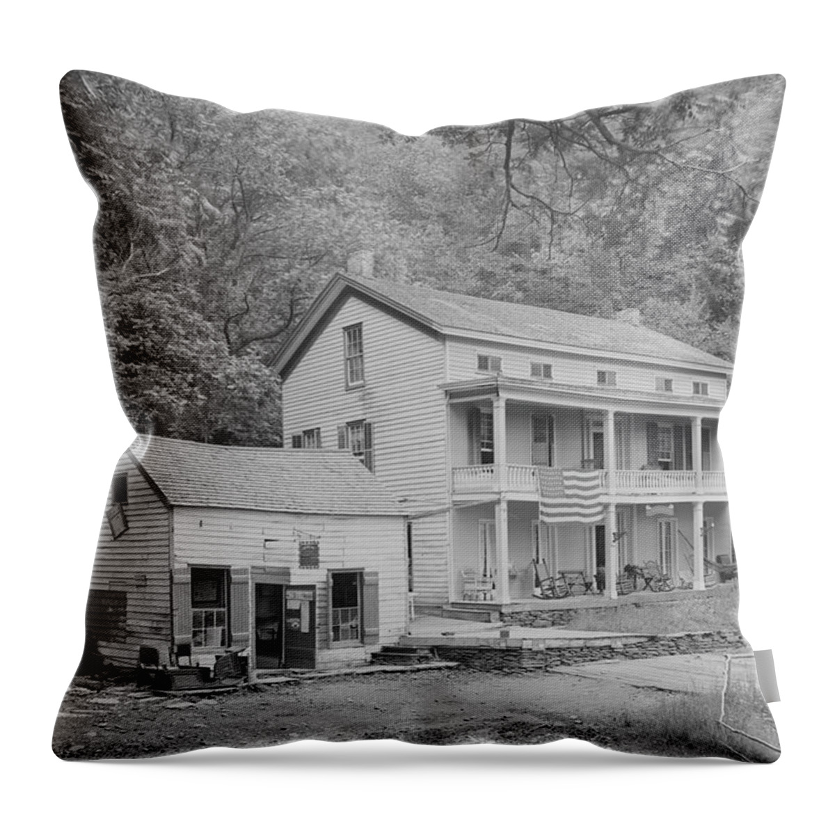 Sleepy Throw Pillow featuring the painting Rip Van Winkle House, Sleepy Hollow, Catskill Mountains, N.Y. by 