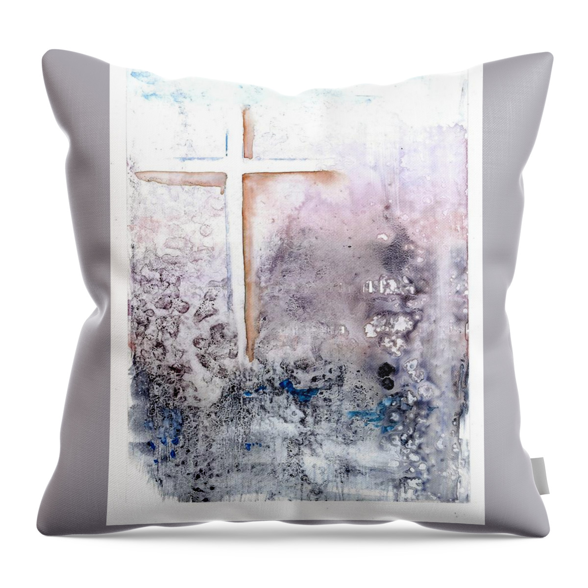 Cross Throw Pillow featuring the painting Resurrection Hope - Watercolor by Claudette Carlton