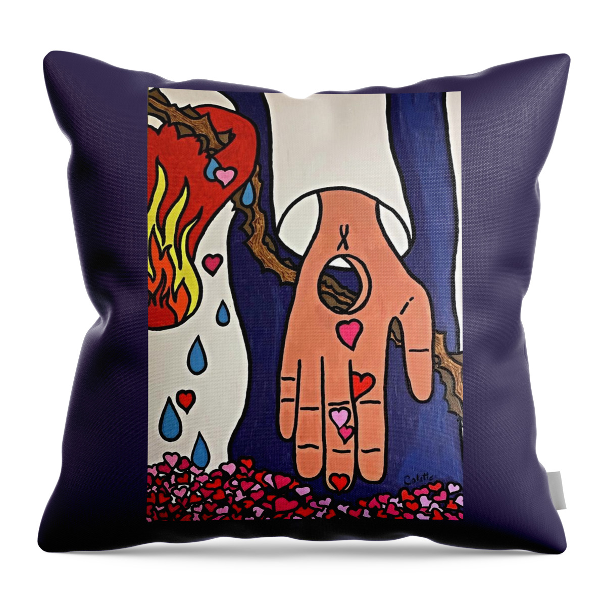 Acrylic Throw Pillow featuring the painting Ultimate Love by Colette Lee
