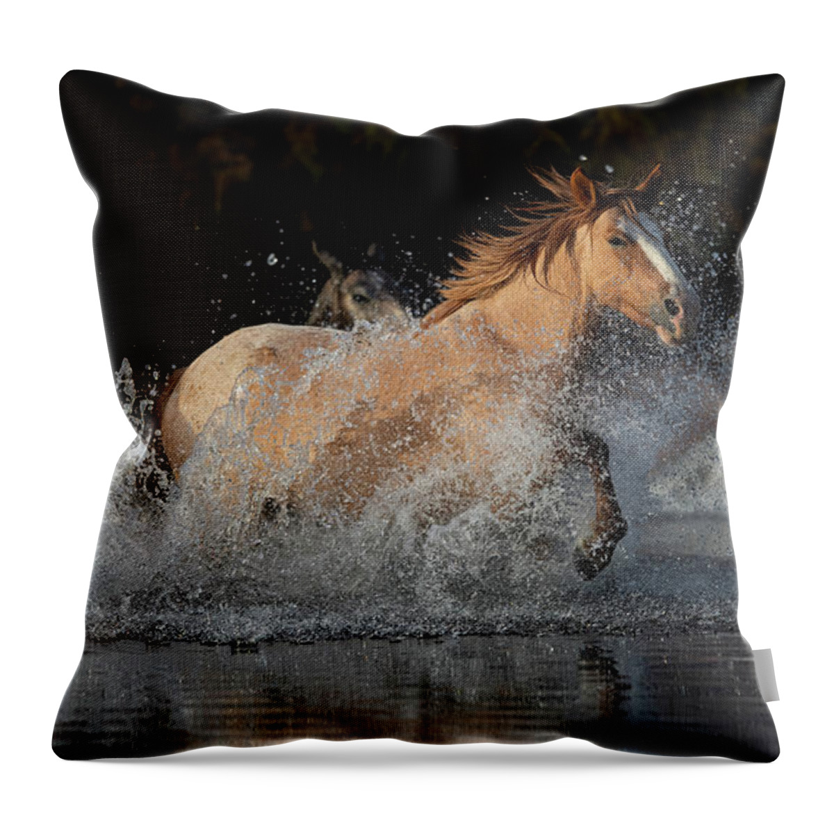 Horse Throw Pillow featuring the photograph River Run by Shannon Hastings