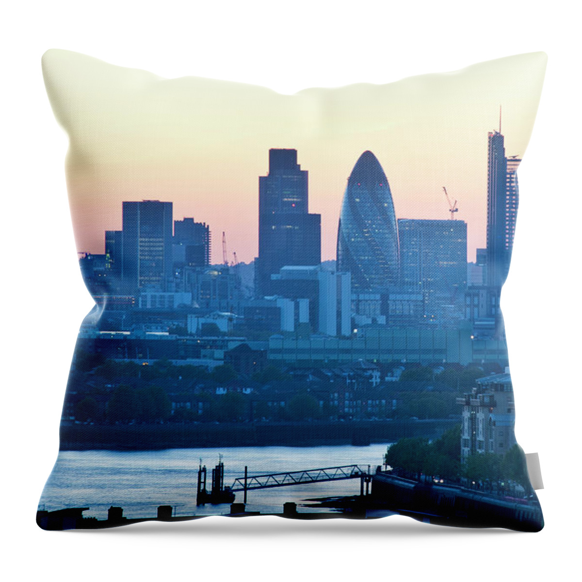 Downtown District Throw Pillow featuring the photograph River Thames And Skyline, London by John Harper