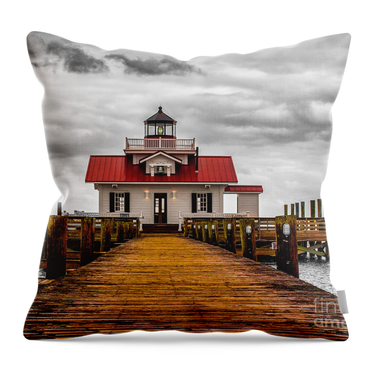Roanoke Marshes Throw Pillow featuring the photograph Roanoke Marshes Lighthouse by Nick Zelinsky Jr