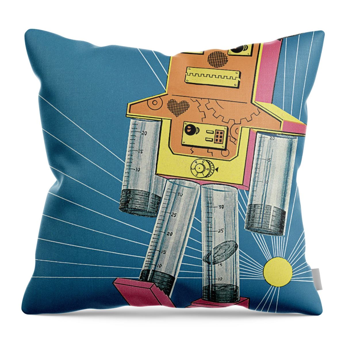 Ai Throw Pillow featuring the drawing Robot Bank by CSA Images