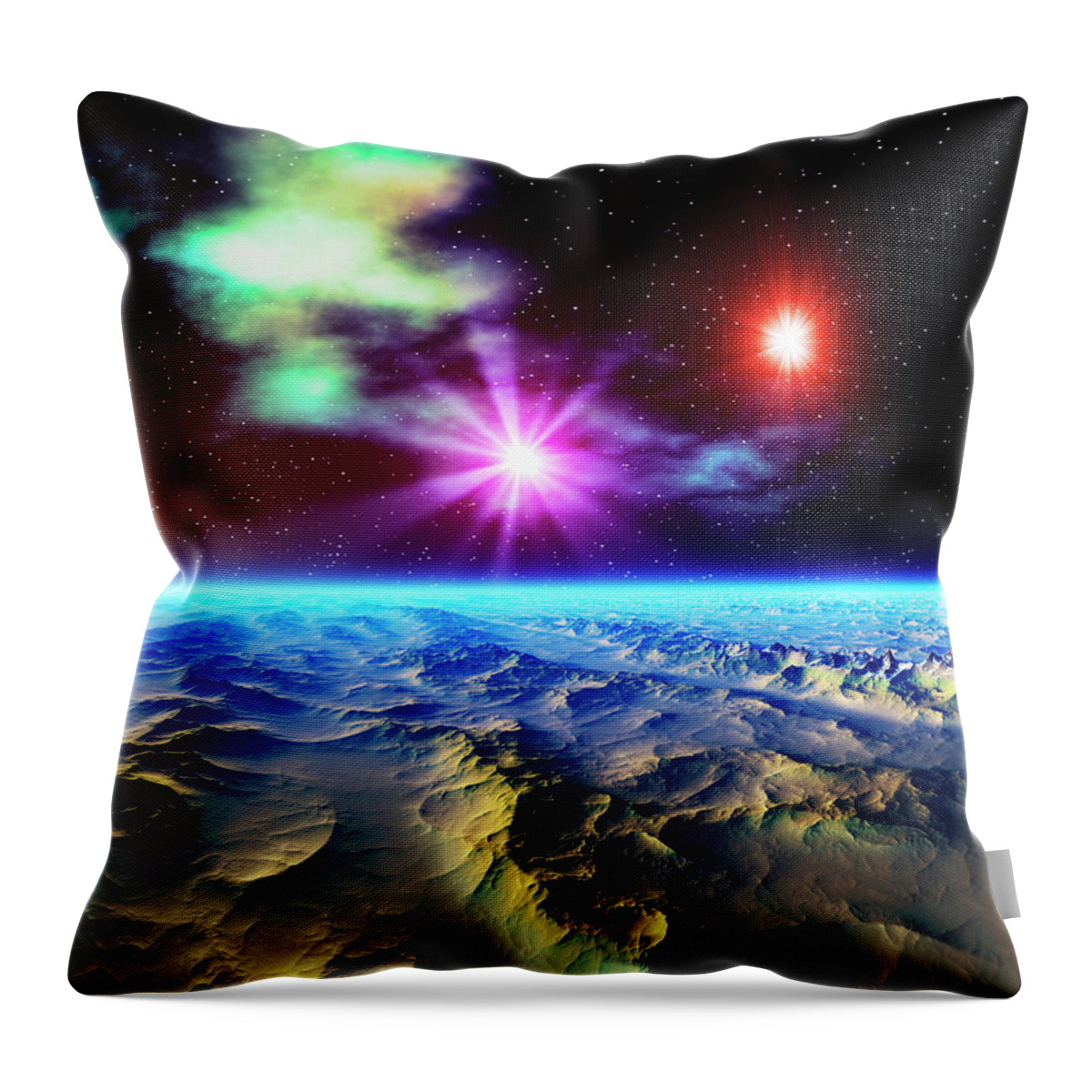 Outdoors Throw Pillow featuring the digital art Rock Formation And Sky With Stars by Kazuhisa Akeo/a.collectionrf