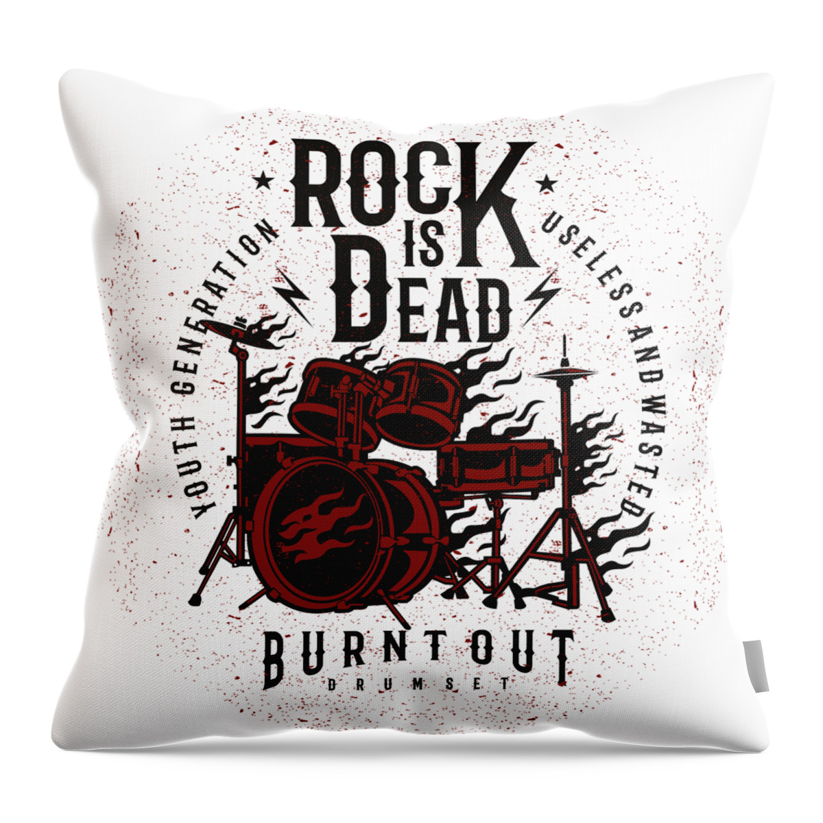 Drums Throw Pillow featuring the digital art Rock is Dead Drums by Long Shot