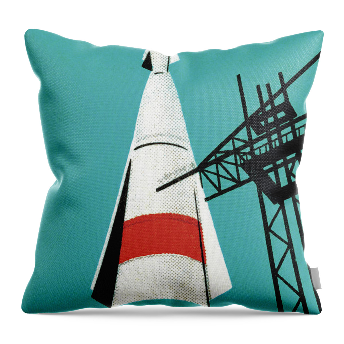 Adventure Throw Pillow featuring the drawing Rocket Launch by CSA Images