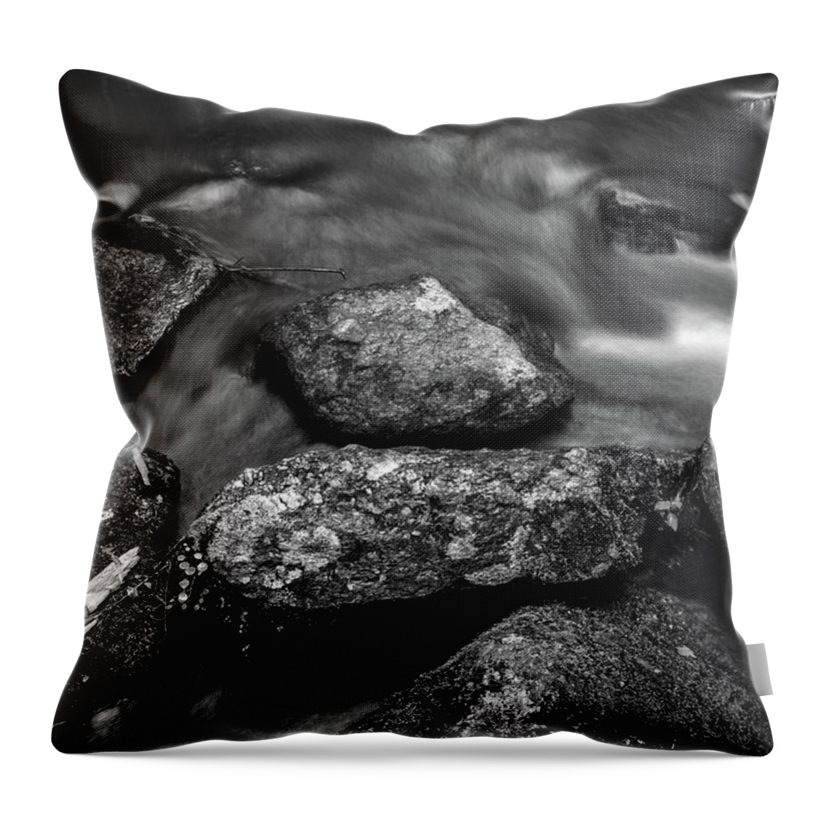 Rocks Throw Pillow featuring the photograph Rocks in Stream Study 1 by Lindsay Garrett