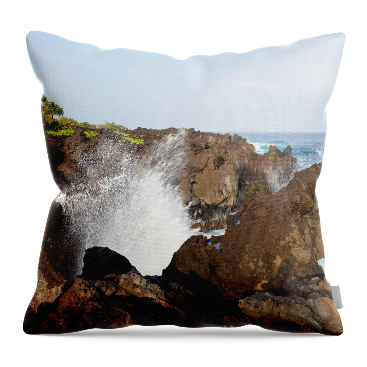 Scenics Throw Pillow featuring the photograph Rocky Coastline, Maui by Michaelutech