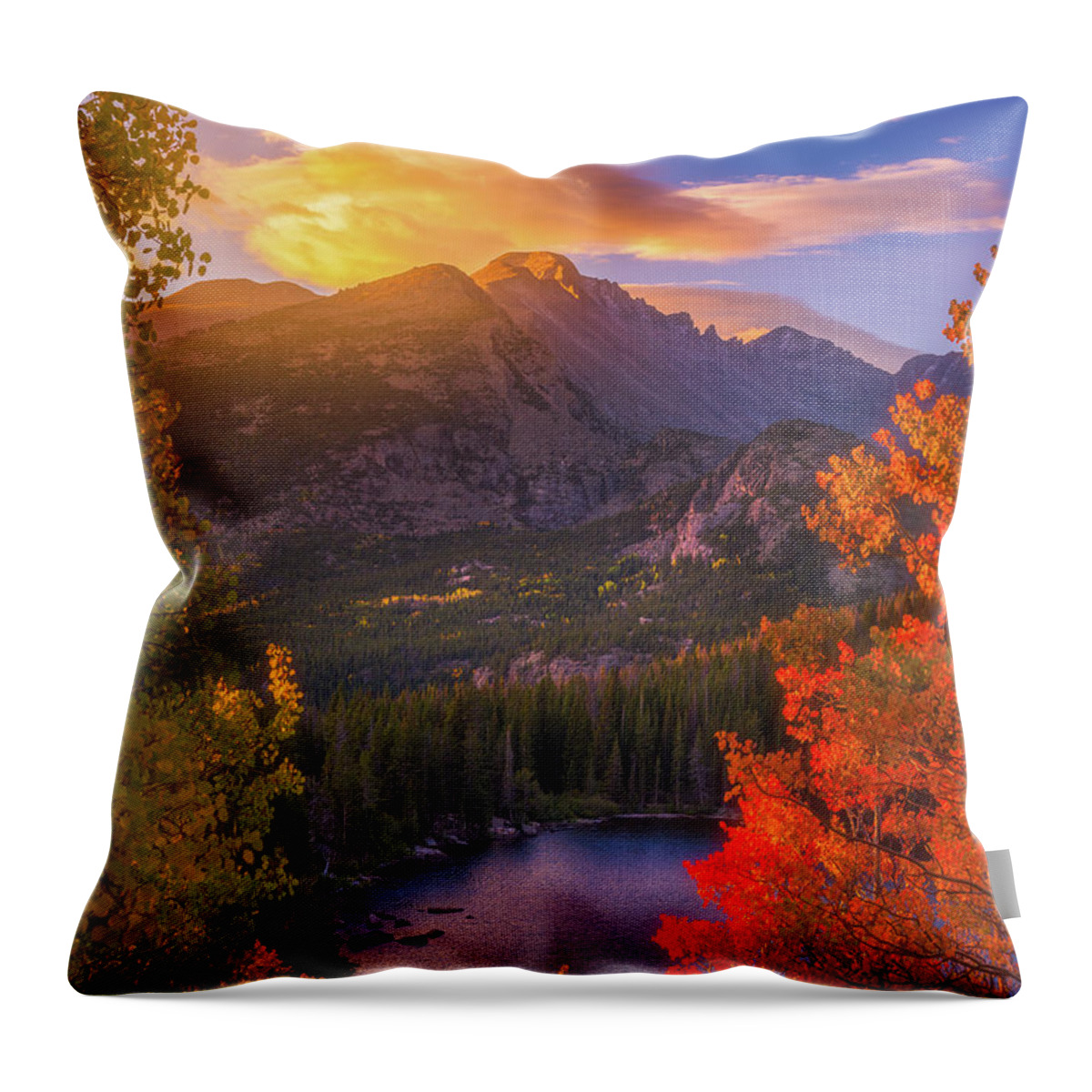 Rocky Mountains Throw Pillow featuring the photograph Rocky Mountain Sunrise by Darren White