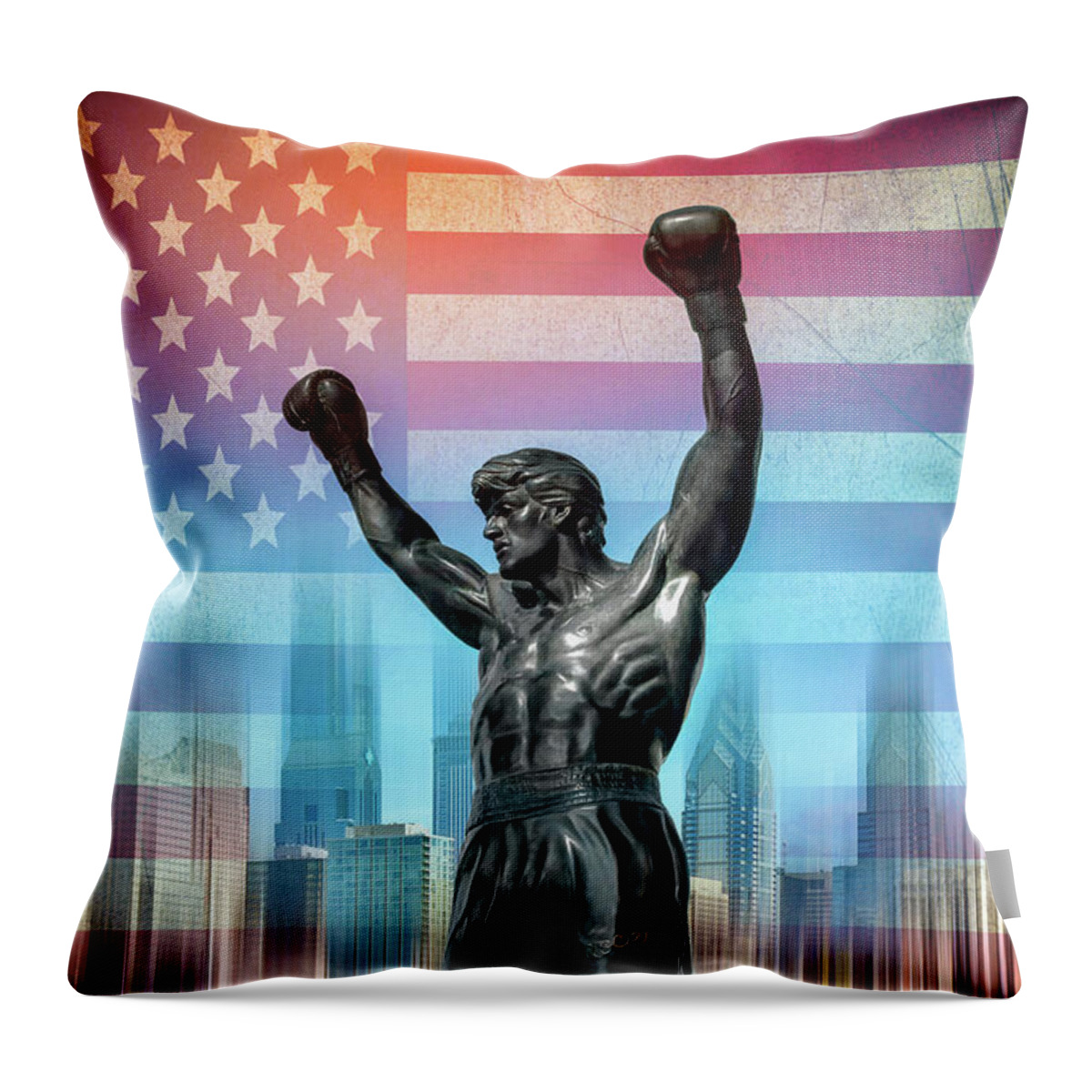 Philadelphia Throw Pillow featuring the photograph Rocky Philadelphia by Carol Japp