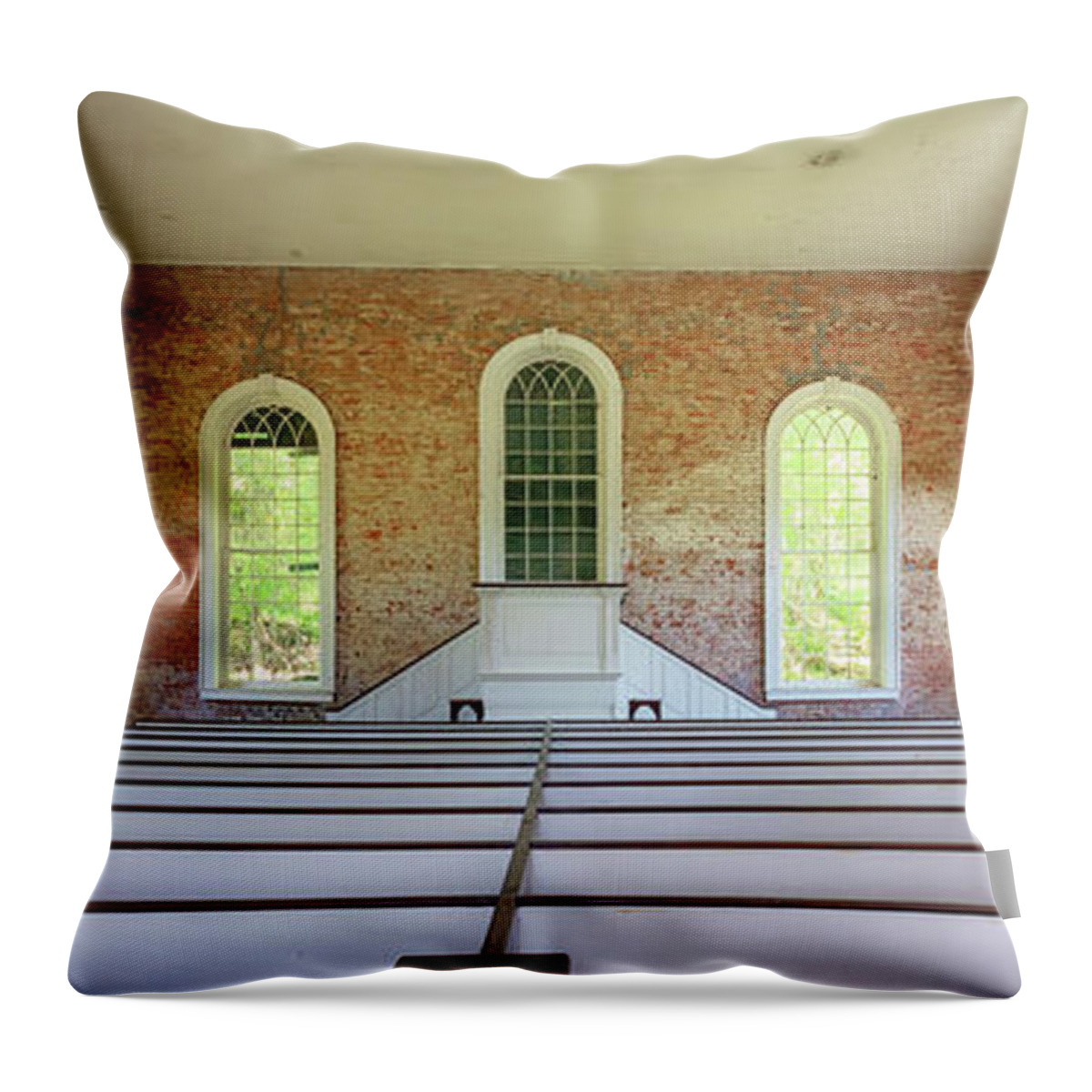 Rodney Presbyterian Church Throw Pillow featuring the photograph Rodney Presbyterian Church Interior by Susan Rissi Tregoning