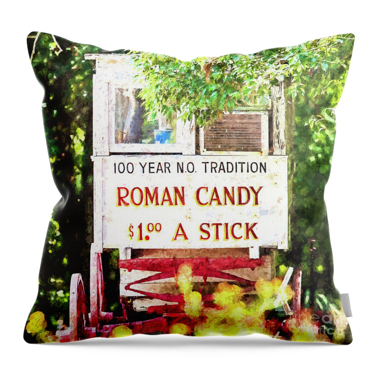 Roman Candy Throw Pillow featuring the photograph Roman Candy A New Orleans Tradition - digital painting square by Scott Pellegrin